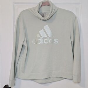 adidas Youth XL/16 Mock Neck FT Pullover Reflective Logo Sweatshirt Sage